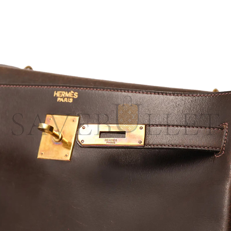 HERMES MASTER KELLY 32 BOX LEATHER CHOCOLATE BROWN GOLD HARDWARE (32*23*10.5cm)